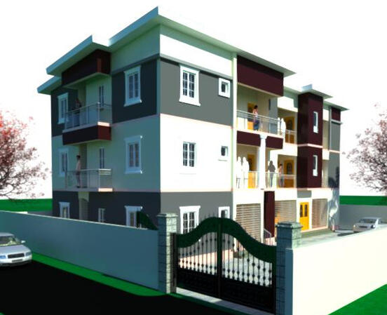 Three bedrooms flat semi detached building